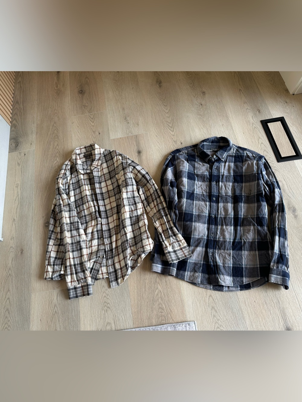 Eddie Bauer Cream, Brown & Black Plaid Men's Shirts